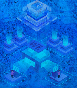 蓝色科幻风格立体建筑场景