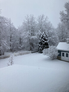 冬日雪景中的小屋