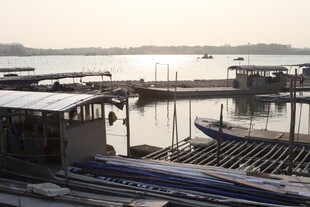 湛江宁静码头船只停泊景象