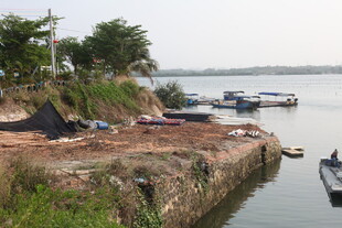 湛江岸边停泊船只的宁静水域
