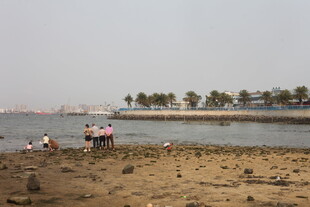 湛江海边沙滩上的休闲场景