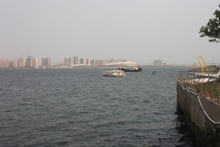 湛江海滨城市风景 船只与岸景