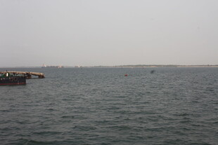 湛江平静海面的简易码头