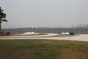 湛江湖畔风光 远处城市隐约可见