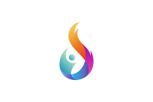 多彩火焰人形标志设计