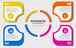 分布式多彩商务信息图表模板