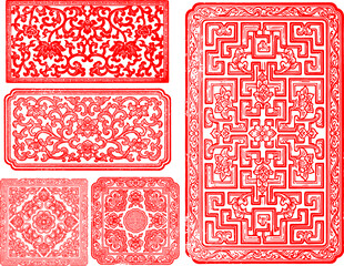 中式传统红色几何花纹图案