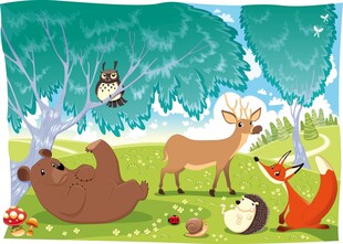 森林中的动物欢乐聚会
