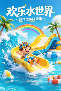 欢乐水世界儿童玩水场景