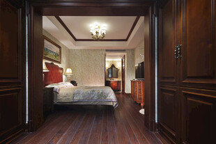 豪华木质卧室温馨景致