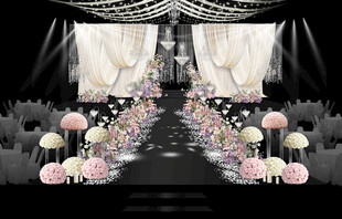 韩式白绿粉紫色香槟色布幔婚礼