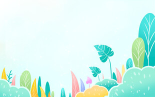 清新手绘风自然植物景观