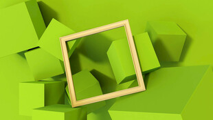 绿色立体方块中的木框