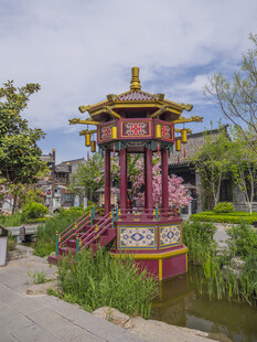 中式古典六角亭景观