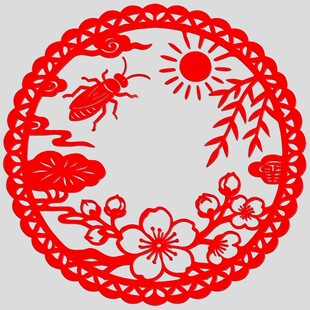 国潮传统古风矢量设计桃花荷叶昆