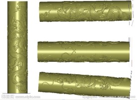 立体雕刻图 双龙圆雕盘龙柱