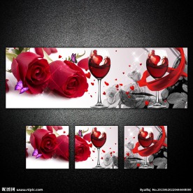 红酒玫瑰无框画