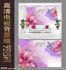 蝶恋花电视背景墙