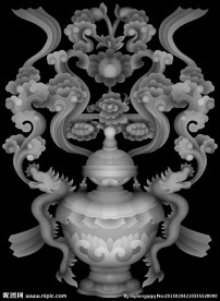 八仙八宝灰度图