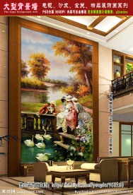 巨幅风景油画 大型玄关装饰画