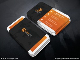 黑色橙色商务服务名片