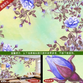 玫瑰花语电视沙发背景墙