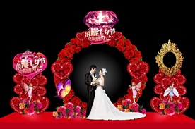 花艺钻戒七夕情人节门头美陈背景