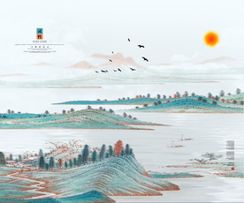 3D水墨山水画 源分层