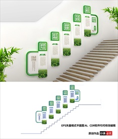 绿色楼梯文化墙