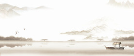 山水风情 水墨画