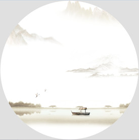 江南水乡 水墨画 源分层