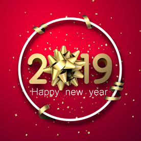 2019金色字体 圆环装饰背景