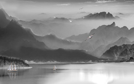 分层山水画