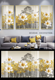 轻奢森林花卉金箔装饰画