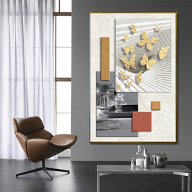 金色蝴蝶现代简约抽象装饰画
