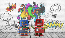 小机器人3D卡通背景墙