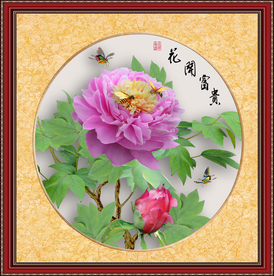 原创高清牡丹花开富贵装饰画