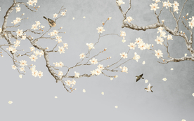 玉兰花鸟背景图