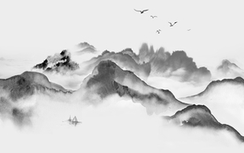 中式意境山水背景