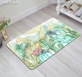 北欧风热带植物抽象复古地垫