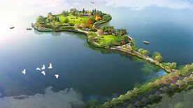 景观效果图小岛效果图河道效果图