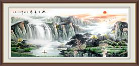 鸿运当头 聚宝盆 风水画 旭日