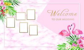 火烈鸟主题签到迎宾合影舞台背景