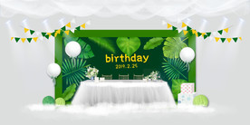 森系动物主题签到迎宾舞台背景