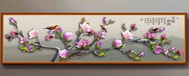 原创高清玉兰花鸟装饰画壁画