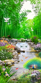 小溪竹林风景玄关