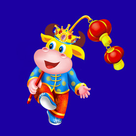 牛年门画牛年门贴牛年大吉卡通牛