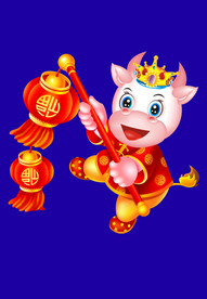 牛年门画牛年门贴牛年大吉卡通牛