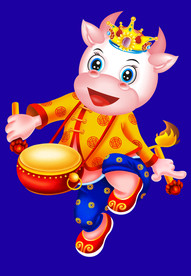 卡通牛牛年门画牛年门贴