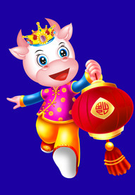 牛年门画牛年门贴牛年大吉卡通牛